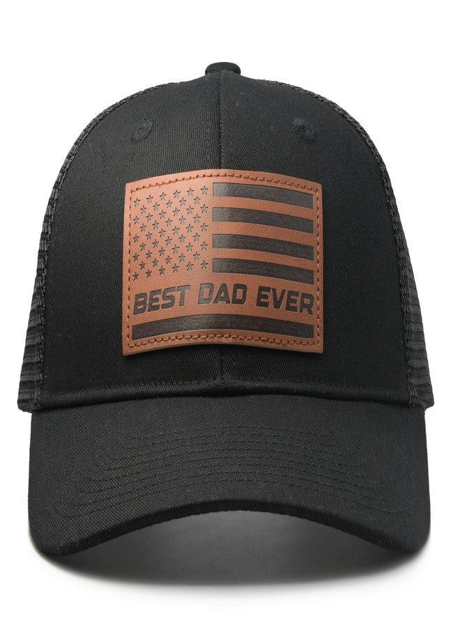 HAFOUXIGM Best Dad Ever Trucker Hat, Adjustable Mesh Snapback Father Baseball Caps for Men, Birthday Gifts for Dad Husband from Daughter Wife Son Black - Image 1